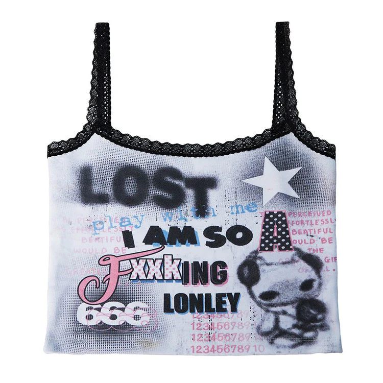 00's Style I Am So Lonely Skinny Tank - Image 4