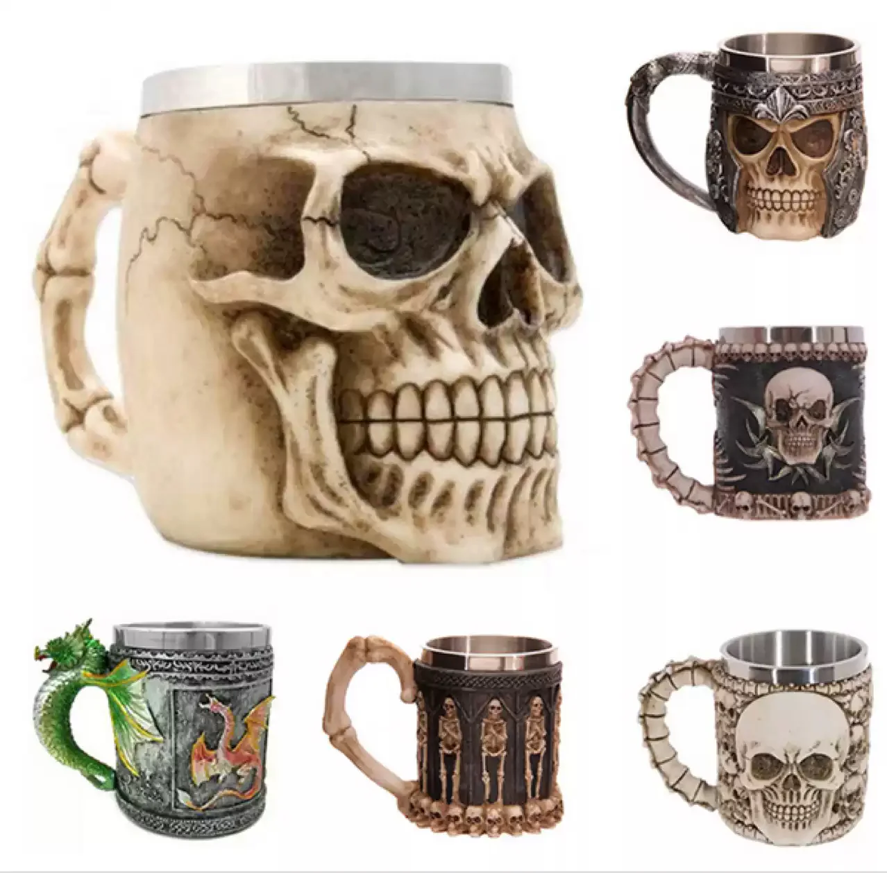 3D Resin Stainless Steel Skull Cup - Image 5