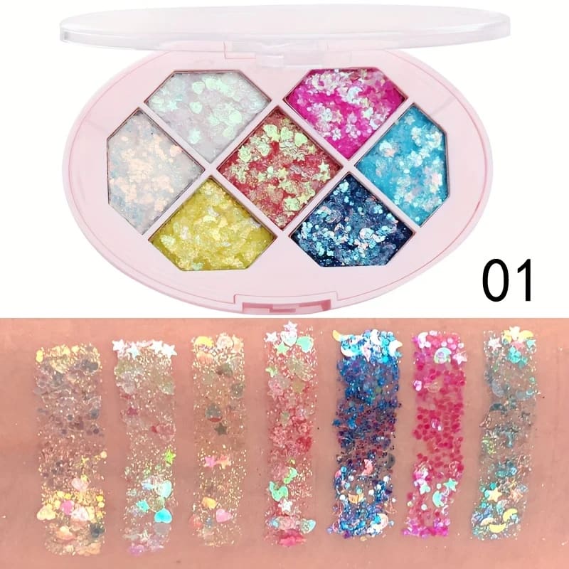 7 Color Chunky Glitter Eyeshadow Palette - Image 5