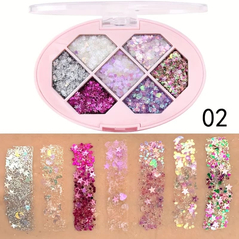 7 Color Chunky Glitter Eyeshadow Palette - Image 6