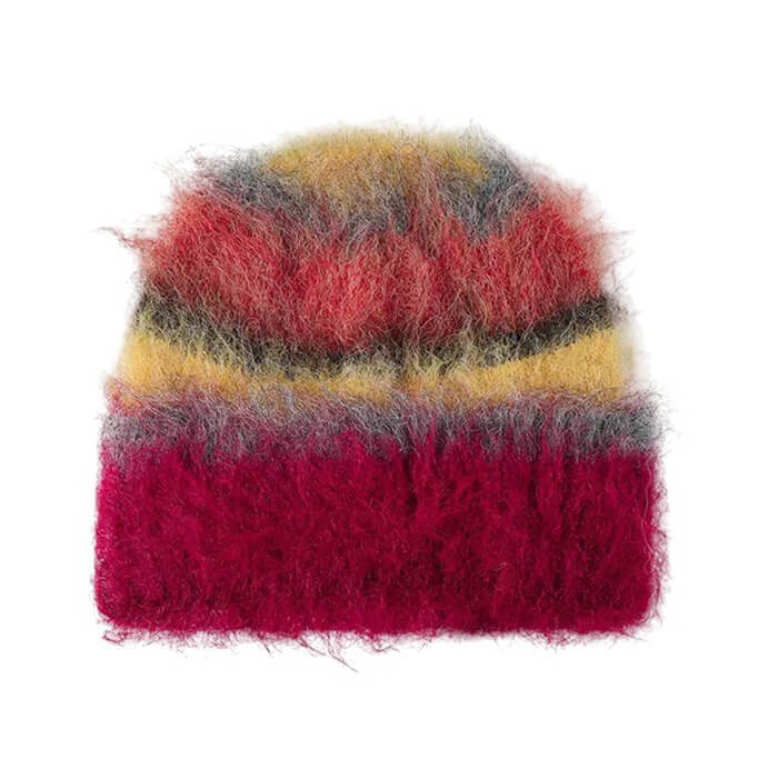 90s Fuzzy Striped Knit Beanie - Image 4