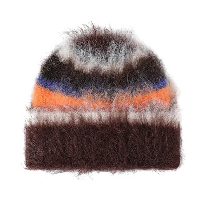 90s Fuzzy Striped Knit Beanie - Image 8