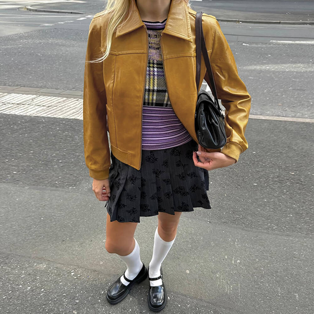90s Mustard Leather Jacket - Image 3