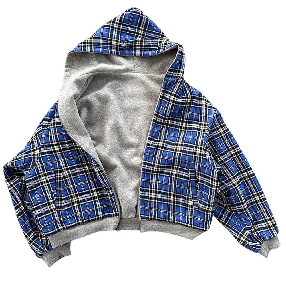 90s Plaid Reversible Hooded Jacket - Image 2