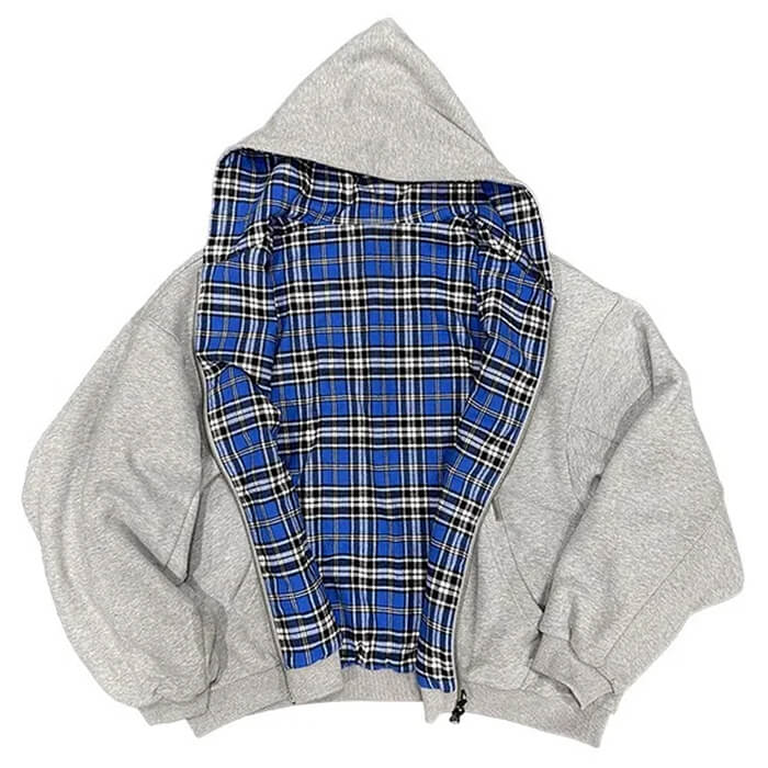 90s Plaid Reversible Hooded Jacket - Image 4