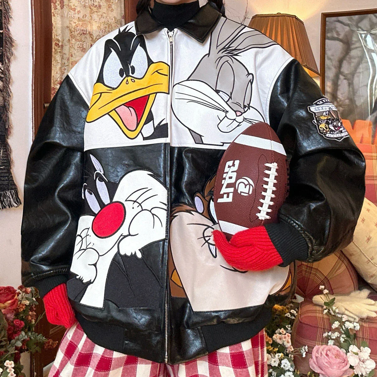 90s Style Oversized Leather Jacket - Image 2