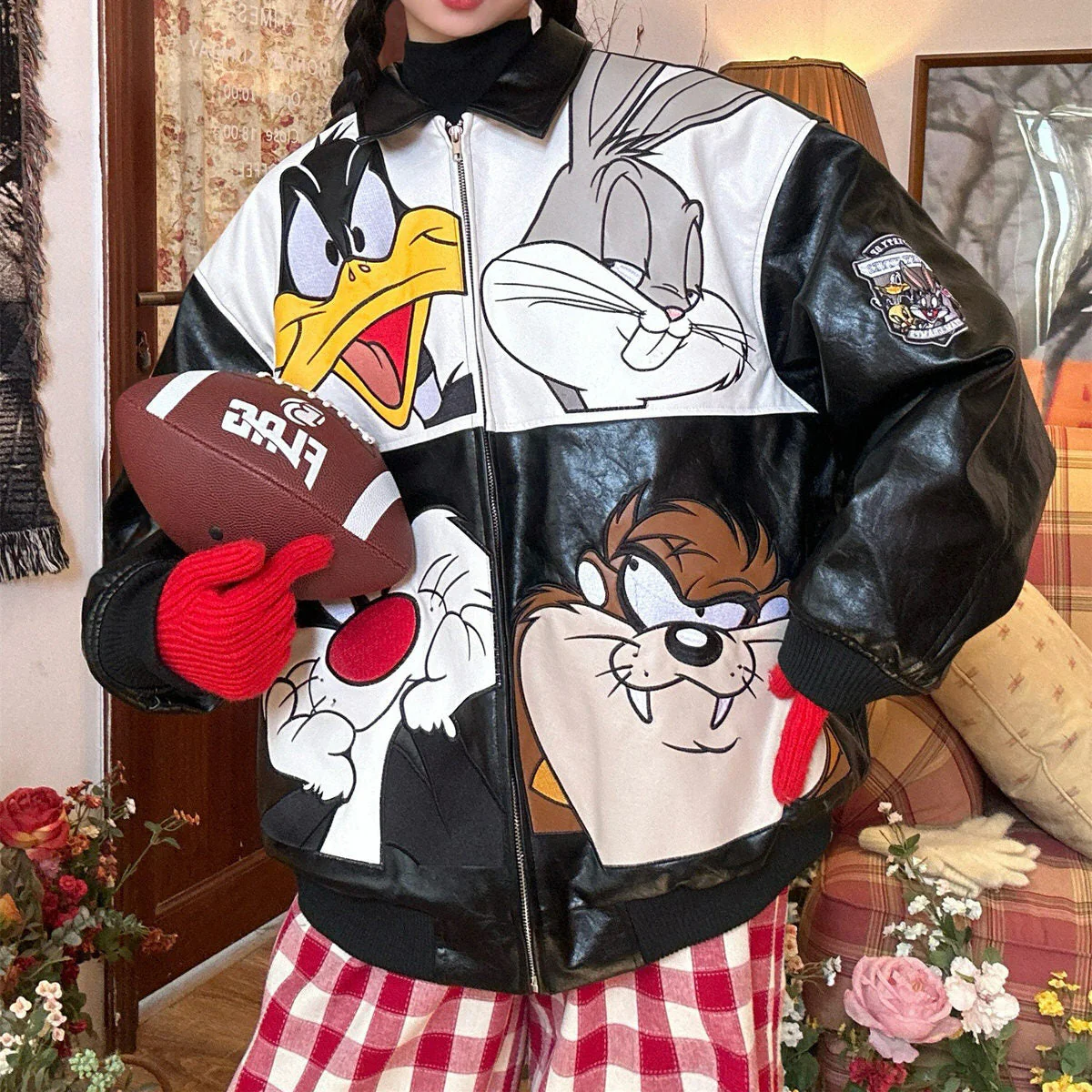 90s Style Oversized Leather Jacket - Image 7
