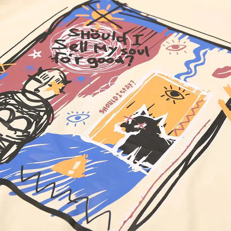 Abstract Sketch Graphic Tee - Image 4