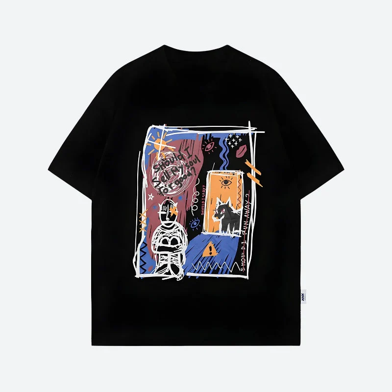Abstract Sketch Graphic Tee - Image 6