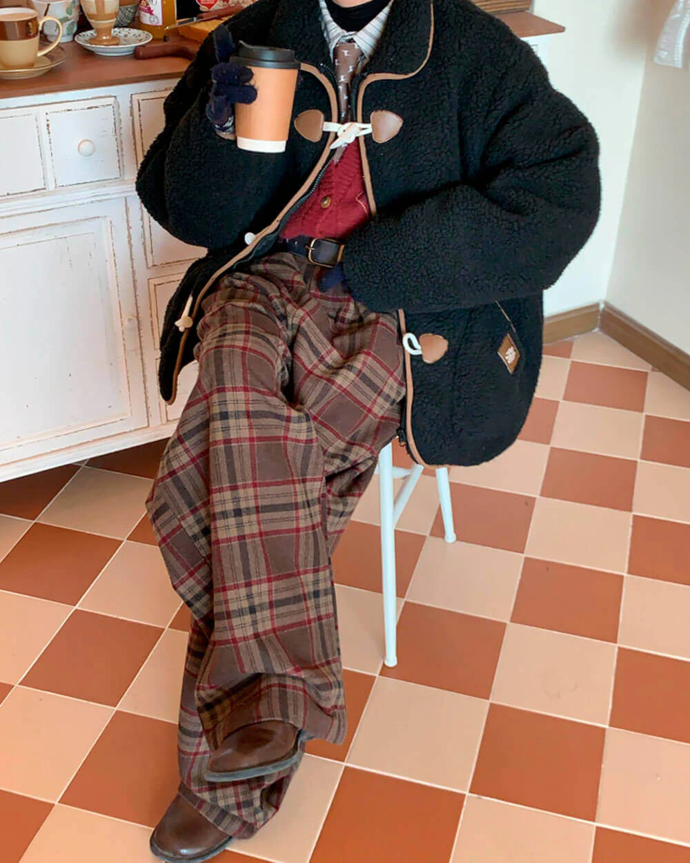 Academia Vintage Plaid Trousers - Image 2
