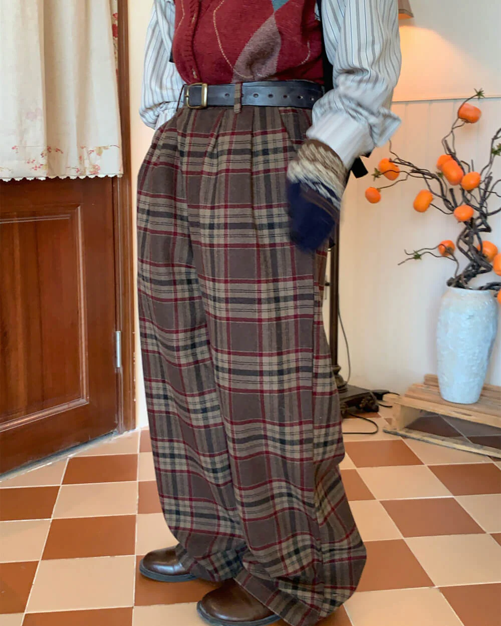 Academia Vintage Plaid Trousers - Image 3