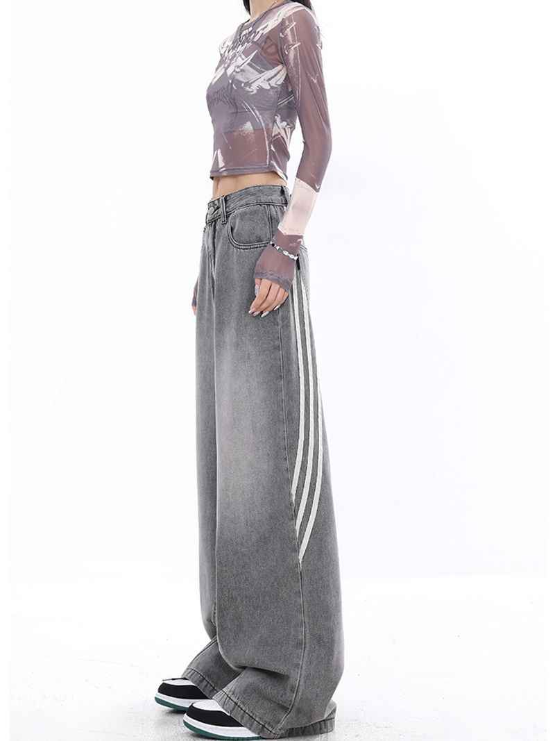 Acubi Distressed Striped Floor Baggy Jeans - Image 2