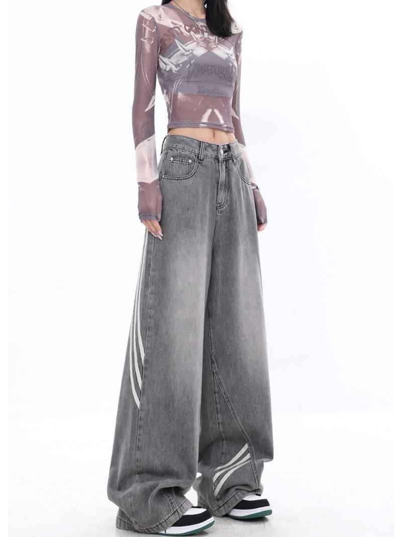 Acubi Distressed Striped Floor Baggy Jeans - Image 3