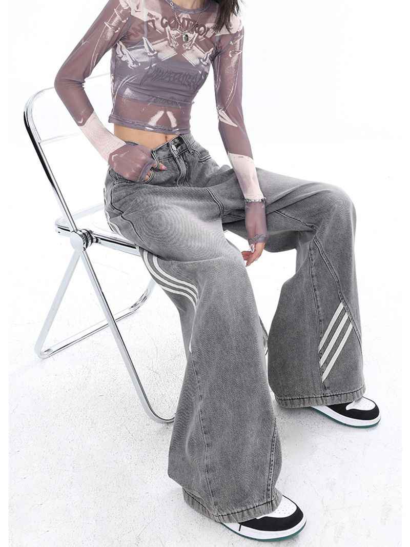 Acubi Distressed Striped Floor Baggy Jeans - Image 4