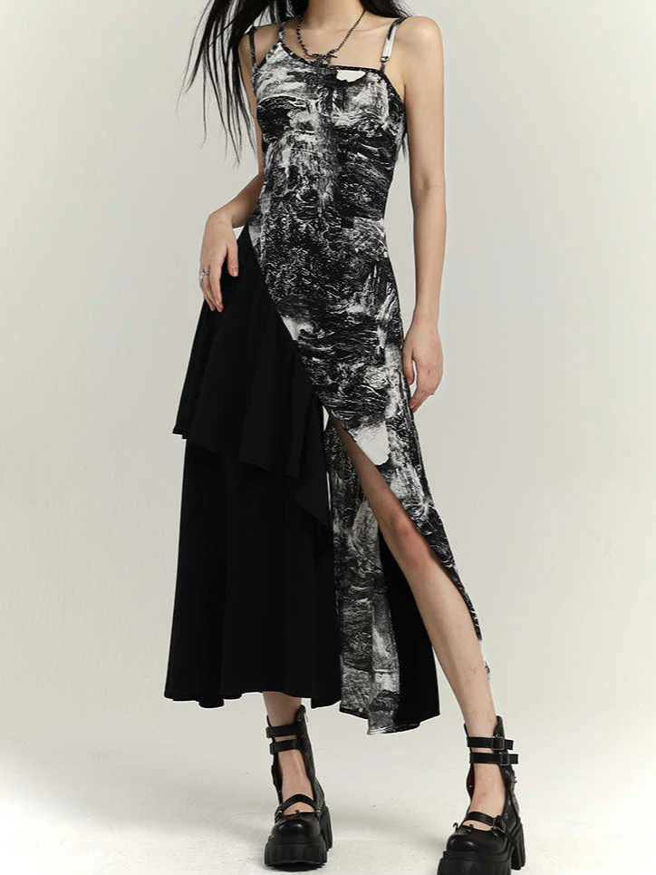 Acubi Ink Artistic Irregular Maxi Dress - Image 2