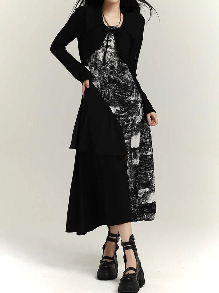 Acubi Ink Artistic Irregular Maxi Dress - Image 3