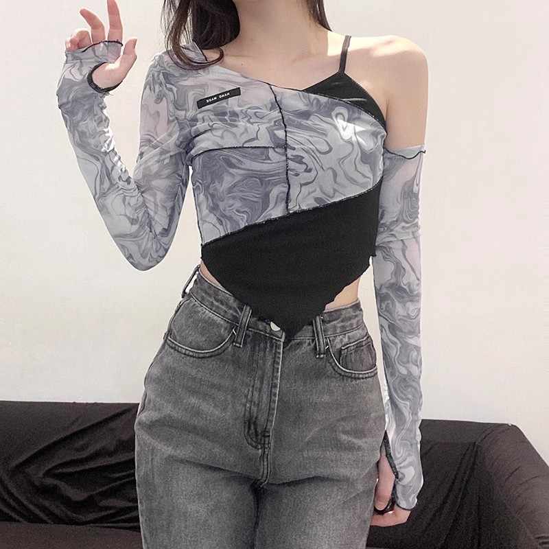 Acubi Irregular Mesh Long-sleeved Top - Image 2