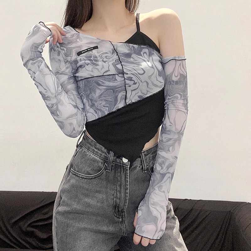 Acubi Irregular Mesh Long-sleeved Top - Image 3