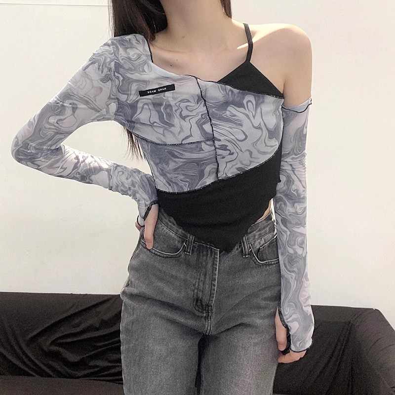 Acubi Irregular Mesh Long-sleeved Top - Image 4