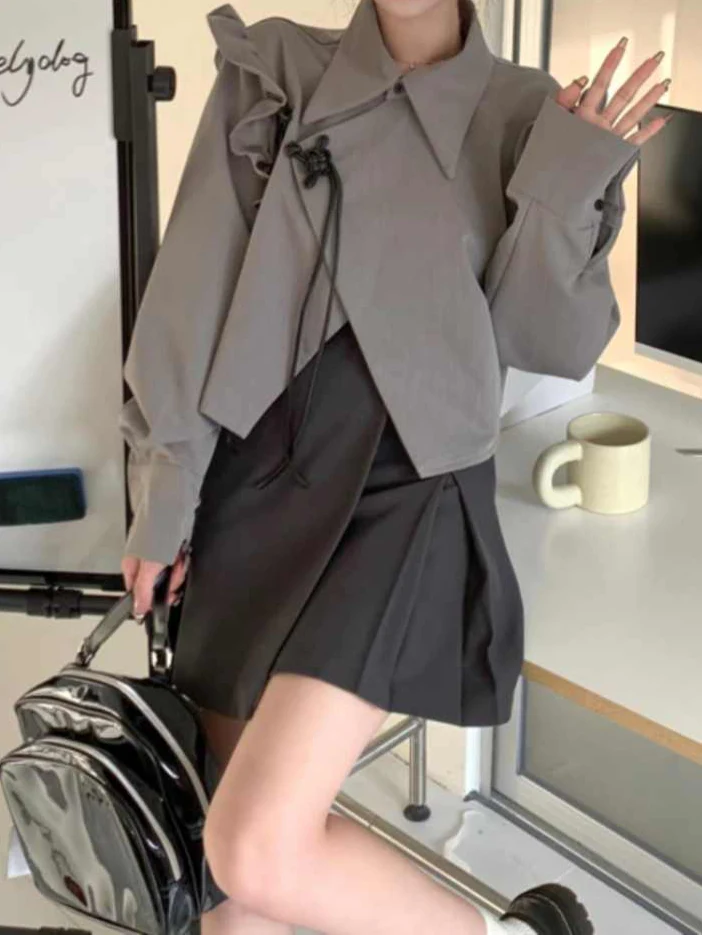 Acubi Irregular Ruffled Long-sleeved Shirt