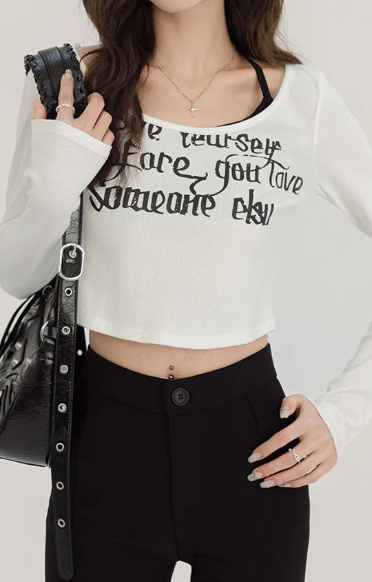 Acubi Letters Two-piece Long-sleeved Top - Image 2
