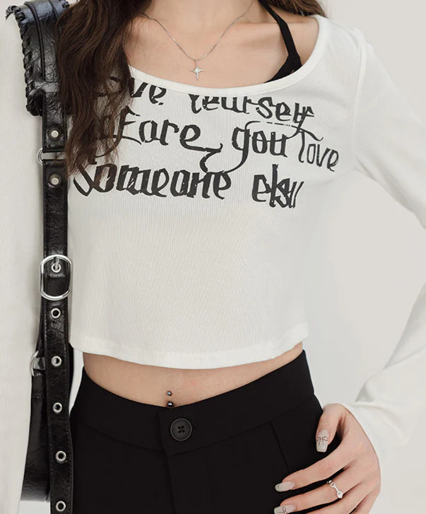 Acubi Letters Two-piece Long-sleeved Top - Image 4