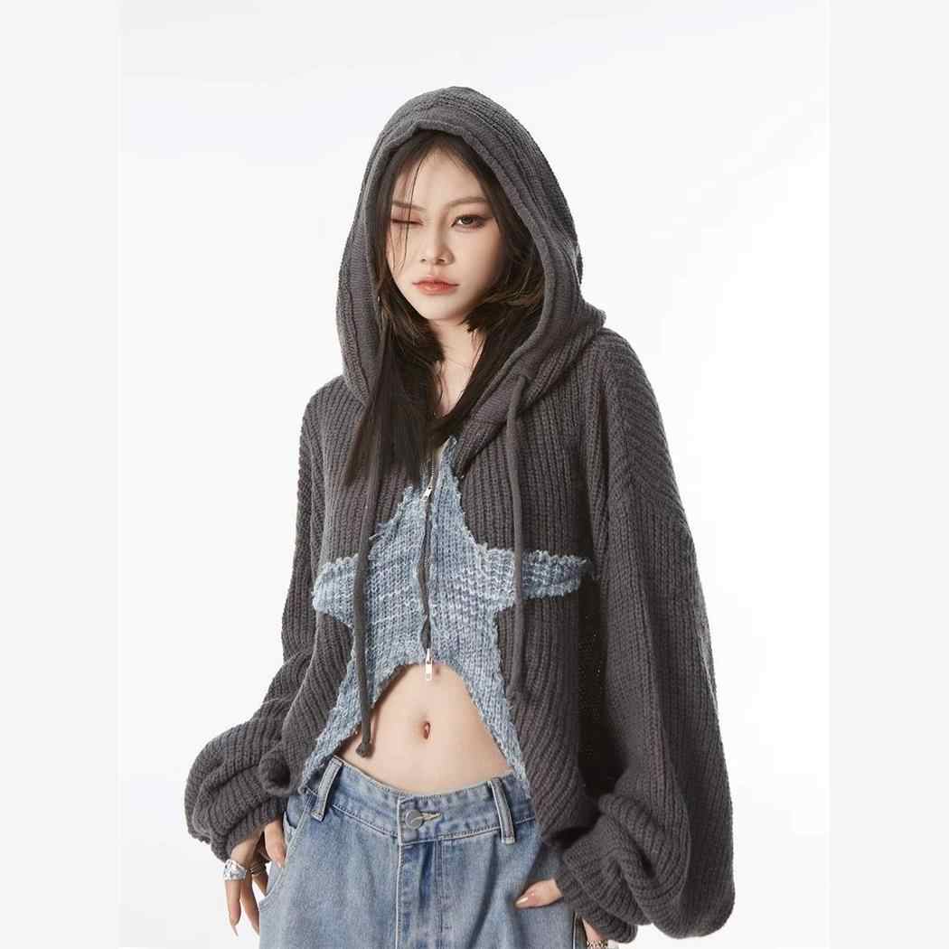 Acubi Retro Star Girl Knitted Cardigan - Image 4