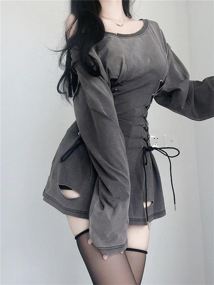Acubi Smoke Lace Up Mini Dress - Image 3