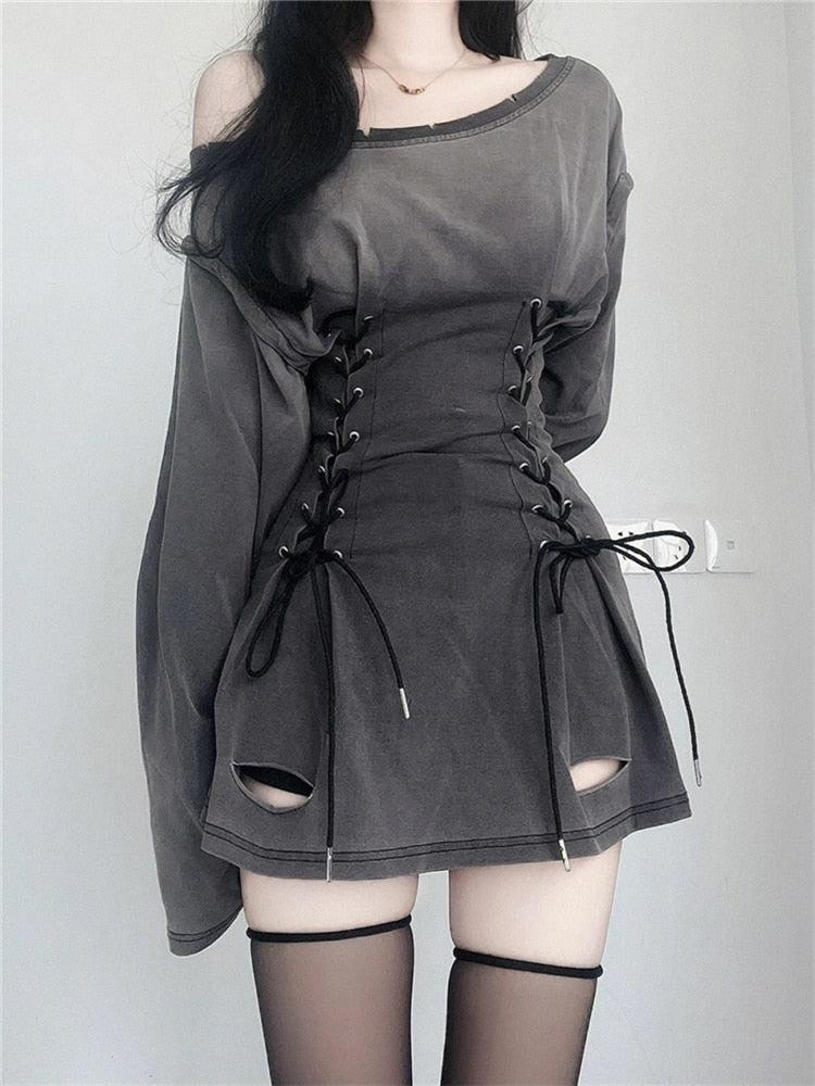 Acubi Smoke Lace Up Mini Dress - Image 4