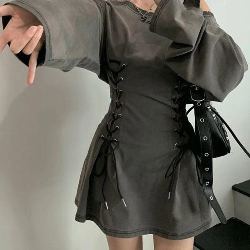 Acubi Smoke Lace Up Mini Dress - Image 6