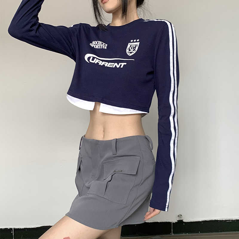 Acubi Sporty Fake Two-piece Long-sleeved Top - Image 3