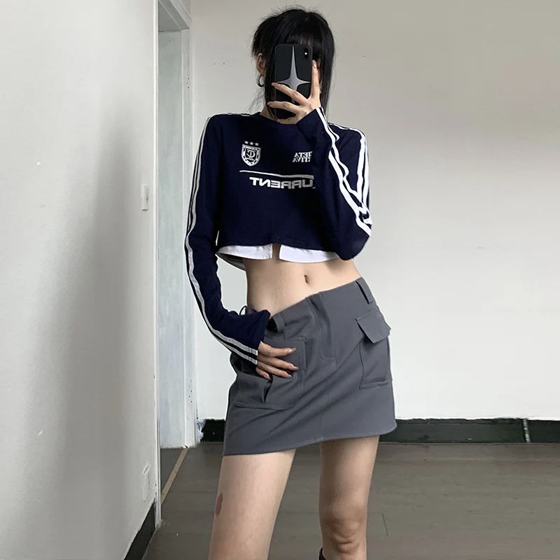 Acubi Sporty Fake Two-piece Long-sleeved Top - Image 5