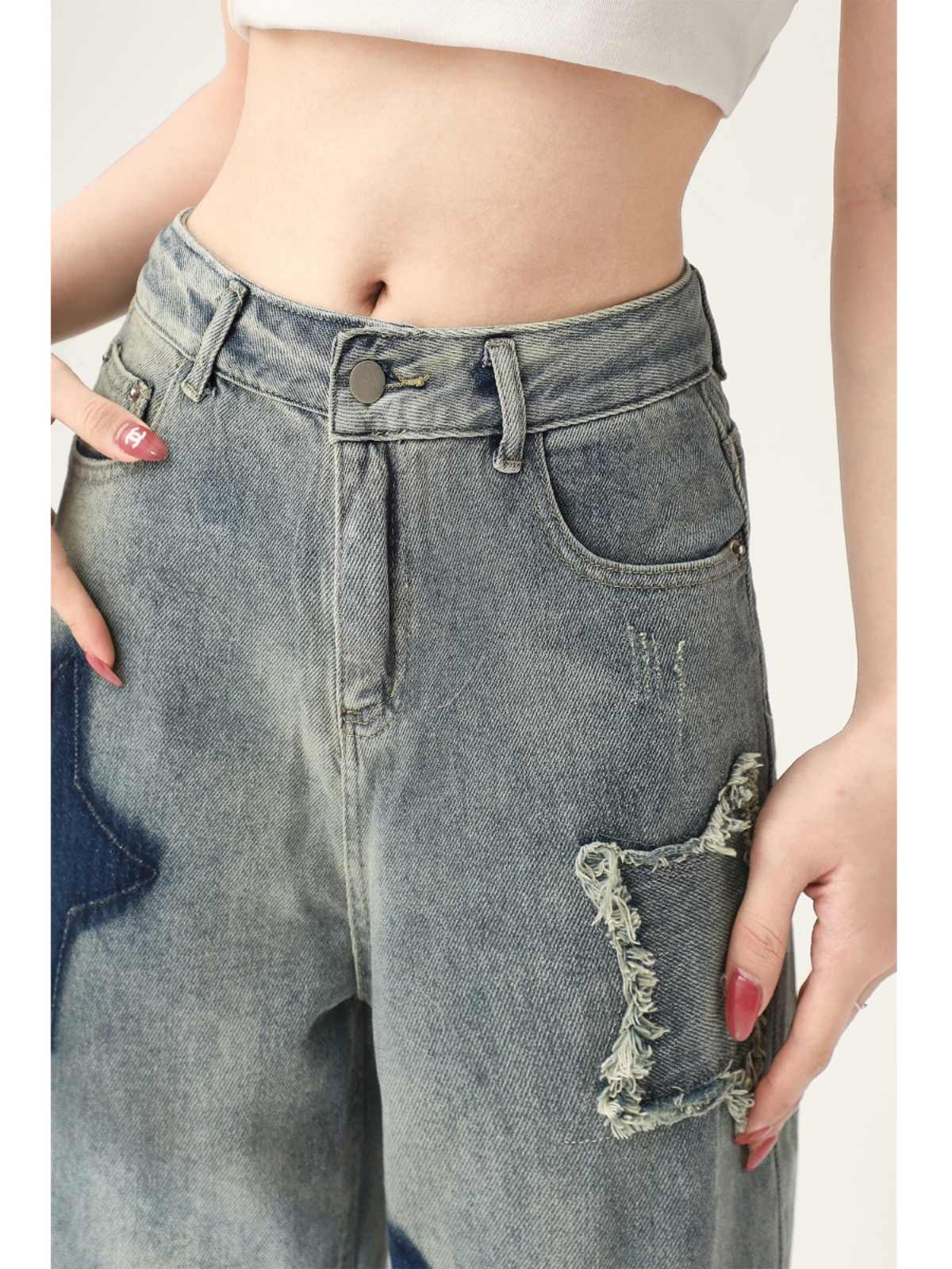 Acubi Star Girl Bell Bottom Jeans - Image 2