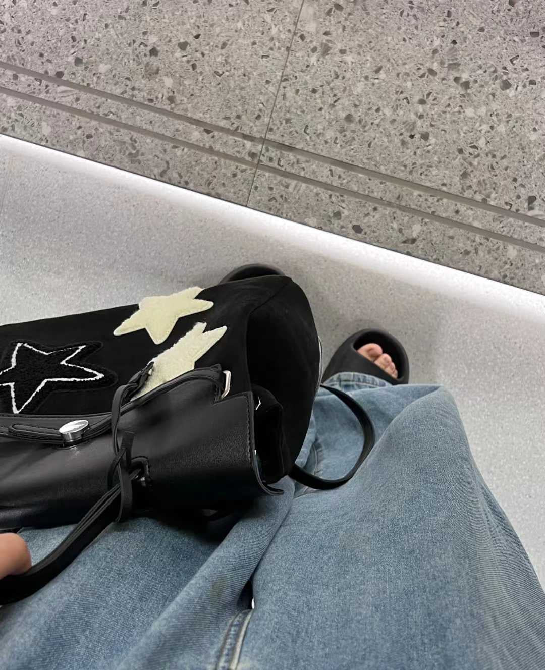 Acubi Star Stitched Leather Backpack - Image 2