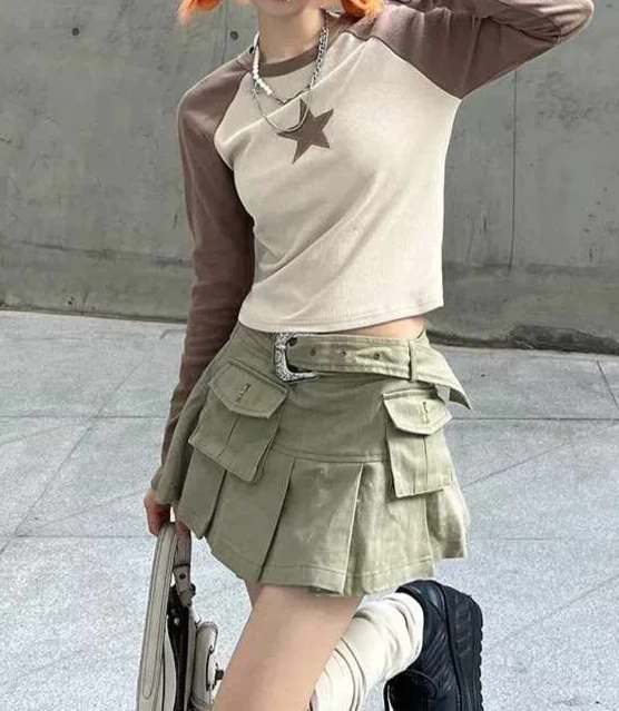 Acubi Street Retro Star Long-sleeved Top - Image 2