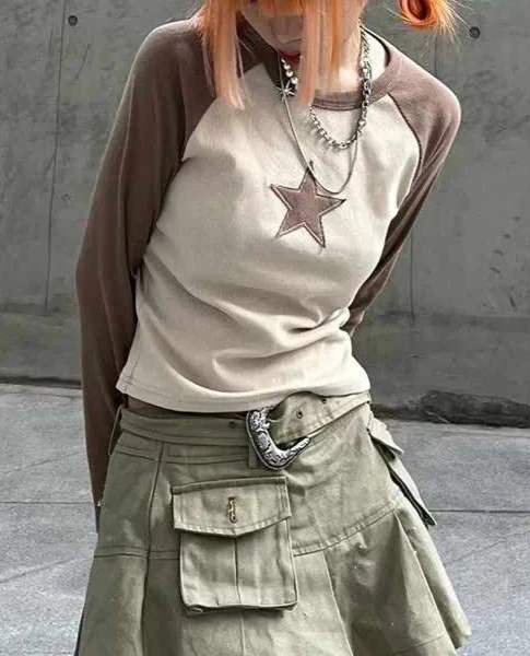 Acubi Street Retro Star Long-sleeved Top - Image 4