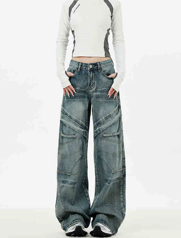 Acubi Street Splicing Straight Jeans - Image 5