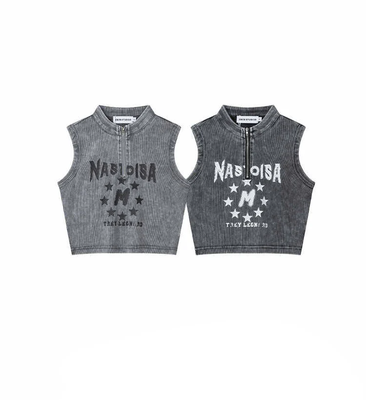 Acubi Washed Denim Y2K Crop Top - Image 4