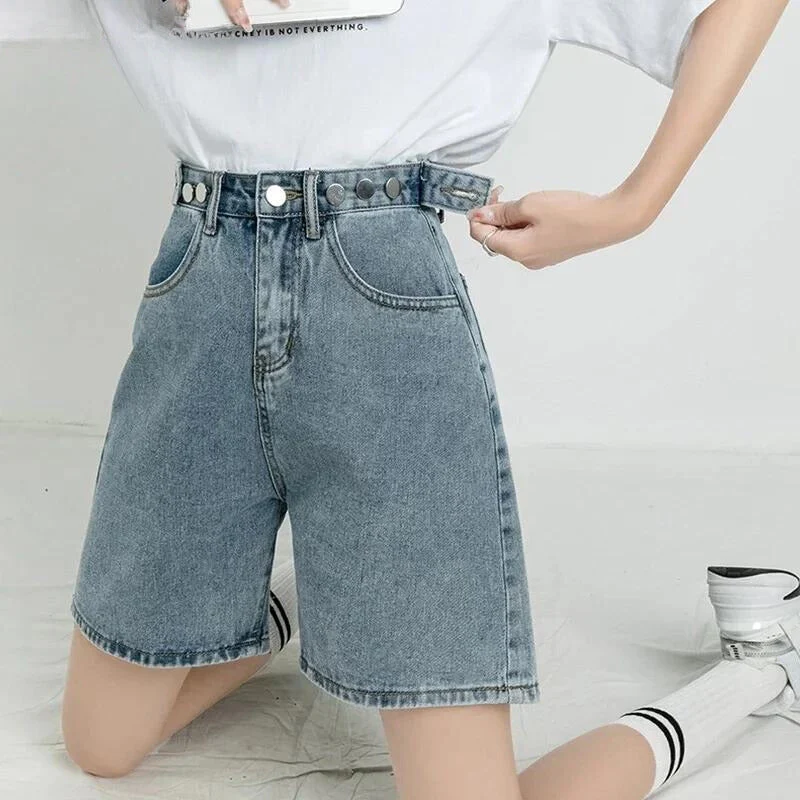 Adjustable Waist Denim Shorts - Image 3