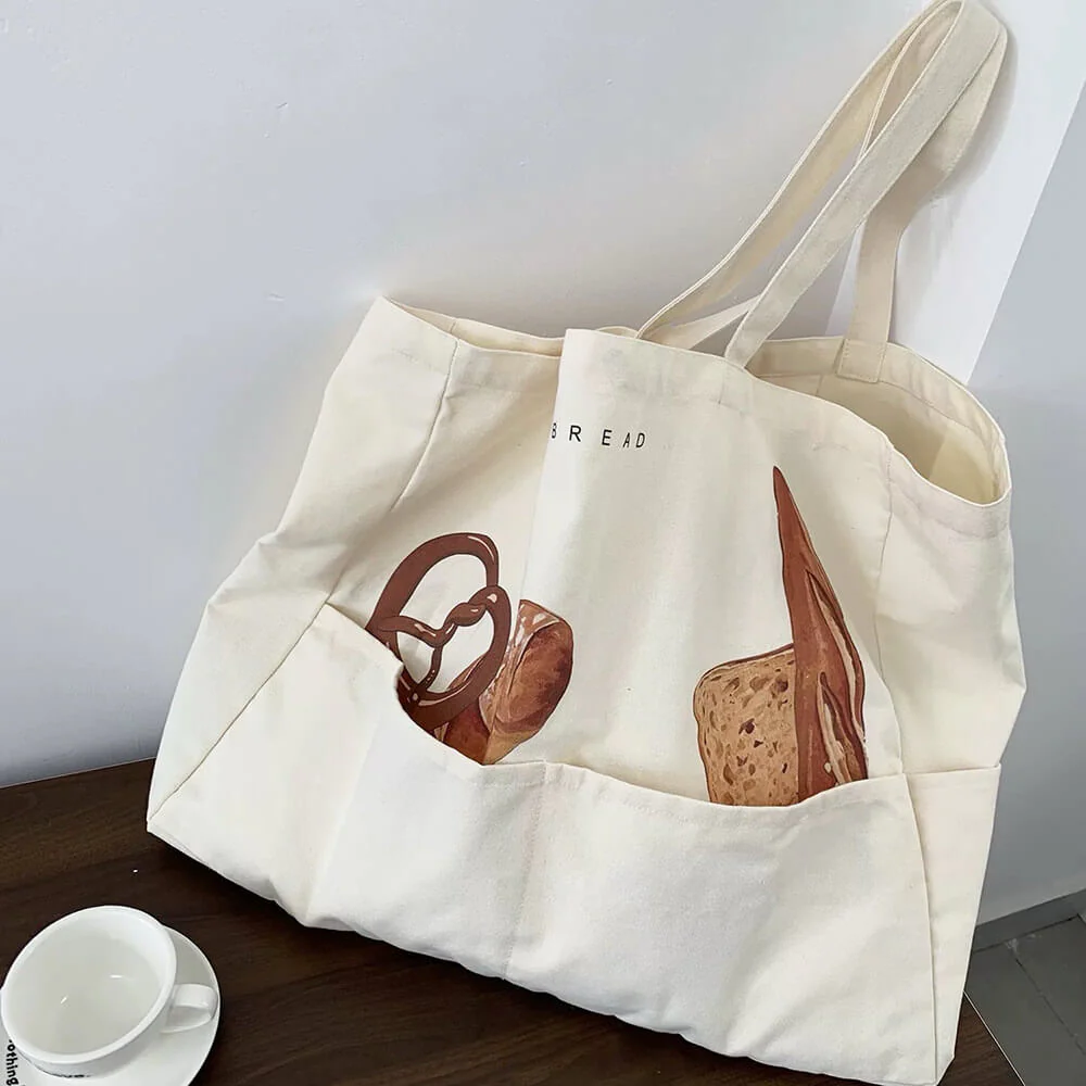 Aesthetic Bread Print Tote Bag - Image 3