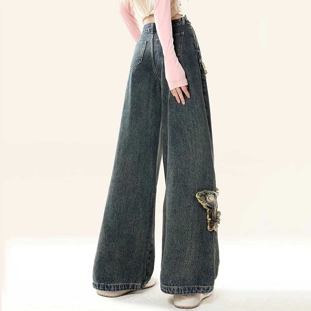 Aesthetic Butterfly Flared Jeans - Image 4