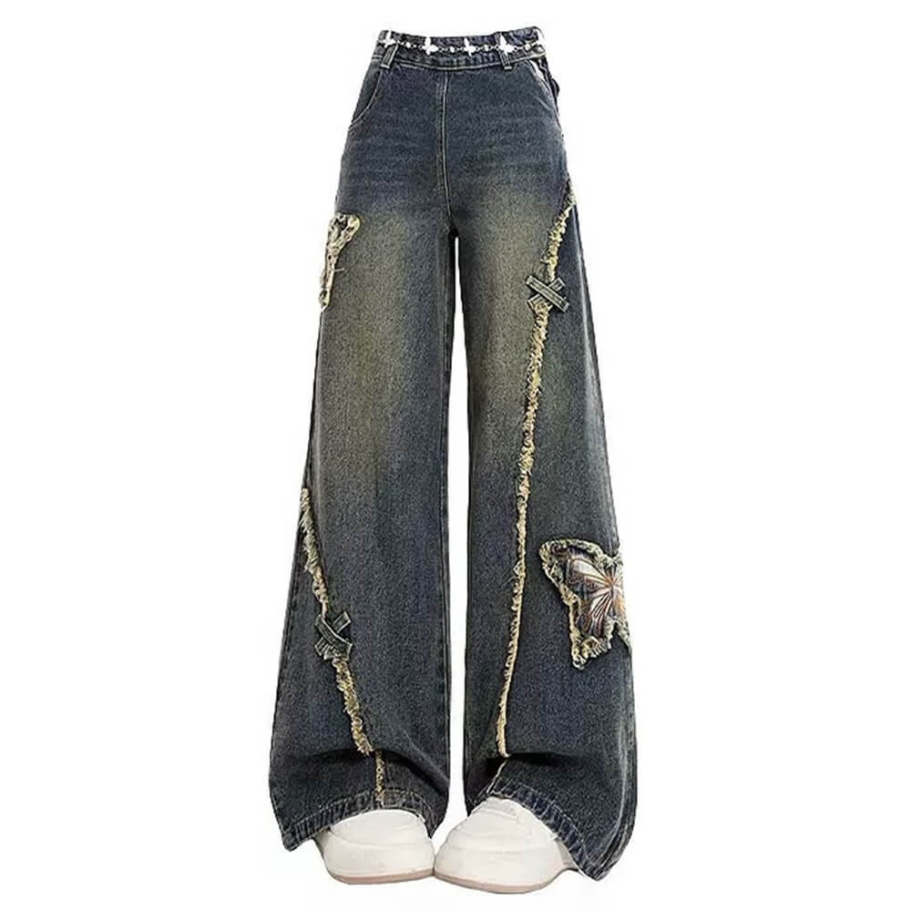 Aesthetic Butterfly Flared Jeans - Image 5