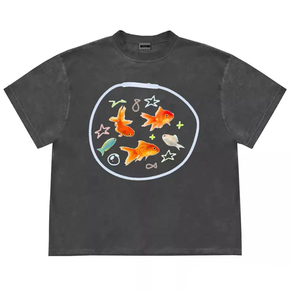 Aesthetic Goldfish Graphic T-Shirt - Image 2