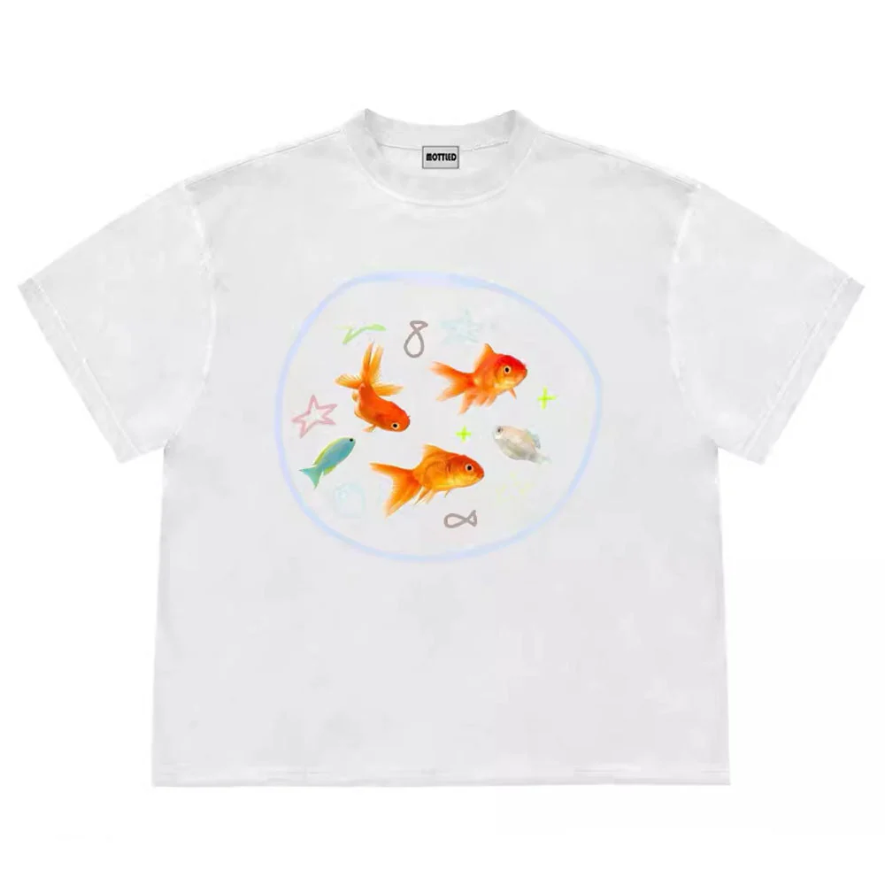 Aesthetic Goldfish Graphic T-Shirt - Image 3