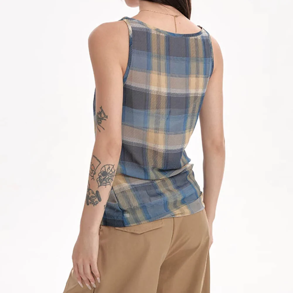 Aesthetic Plaid Draped Tank - Image 4