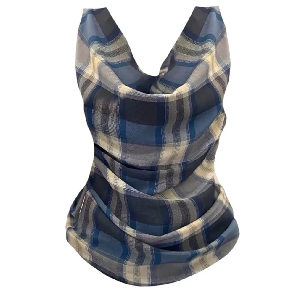 Aesthetic Plaid Draped Tank - Image 6