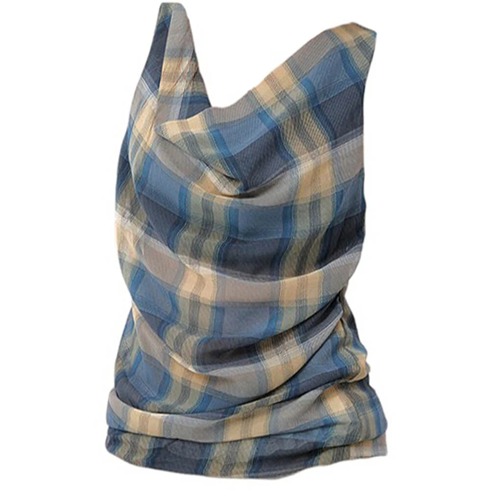 Aesthetic Plaid Draped Tank - Image 7