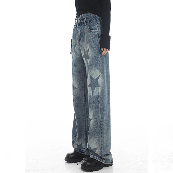 Aesthetic Star Washed Jeans - Image 3
