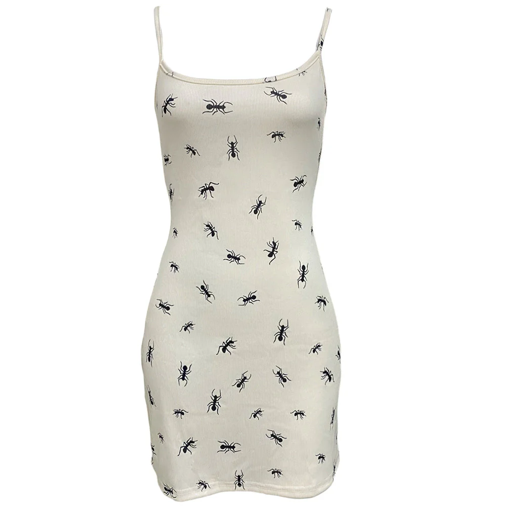 All Over Ant Print Ribbed Slip Dress - Image 3