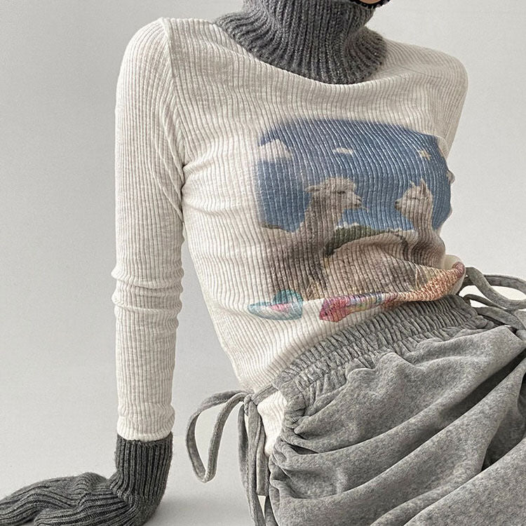 Alpaca Ribbed Long Sleeve Top - Image 3